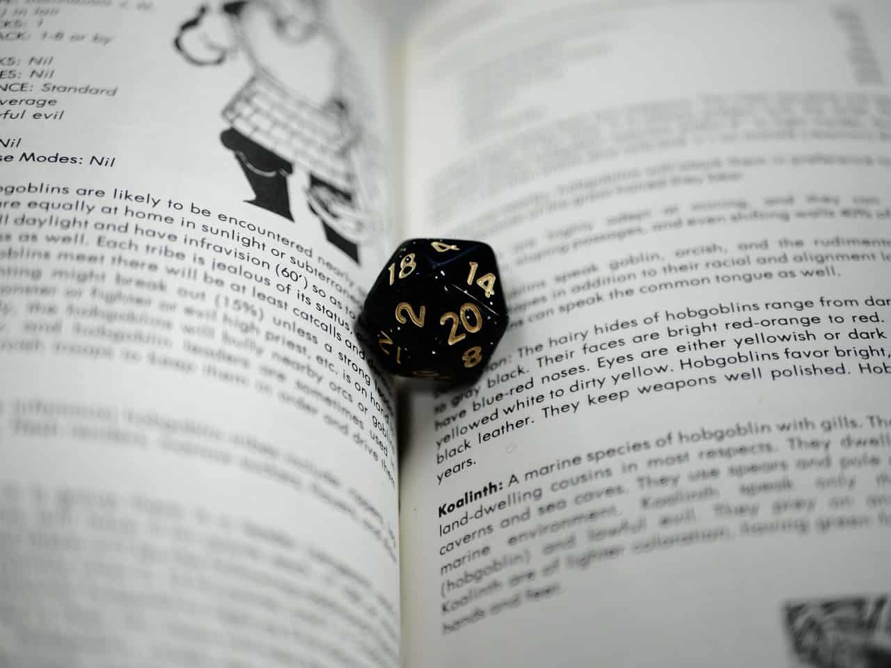 Best D&D Podcasts on Spotify 1 Dice sitting on top of a dungeons and dragons open book