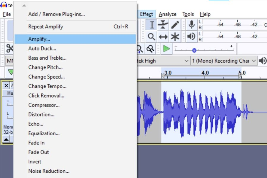 How to Lower the Volume of a Section in Audacity 4 amplify step1