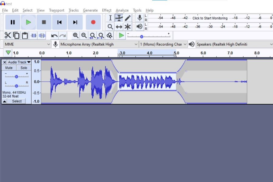 How to Lower the Volume of a Section in Audacity 3 envelope tool sample